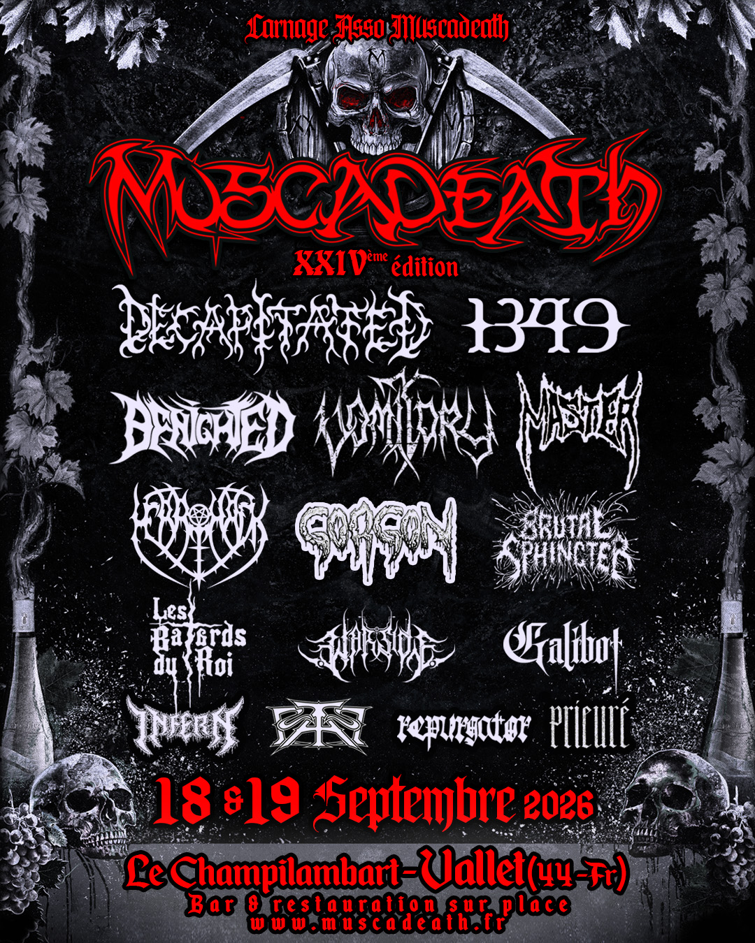 Affiche du festival MUSCADEATH XXIV au Champilambart à Vallet (44)
